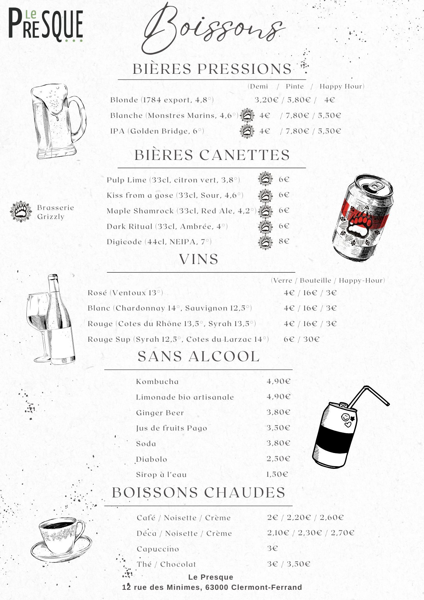 Menu &mdash; page 1