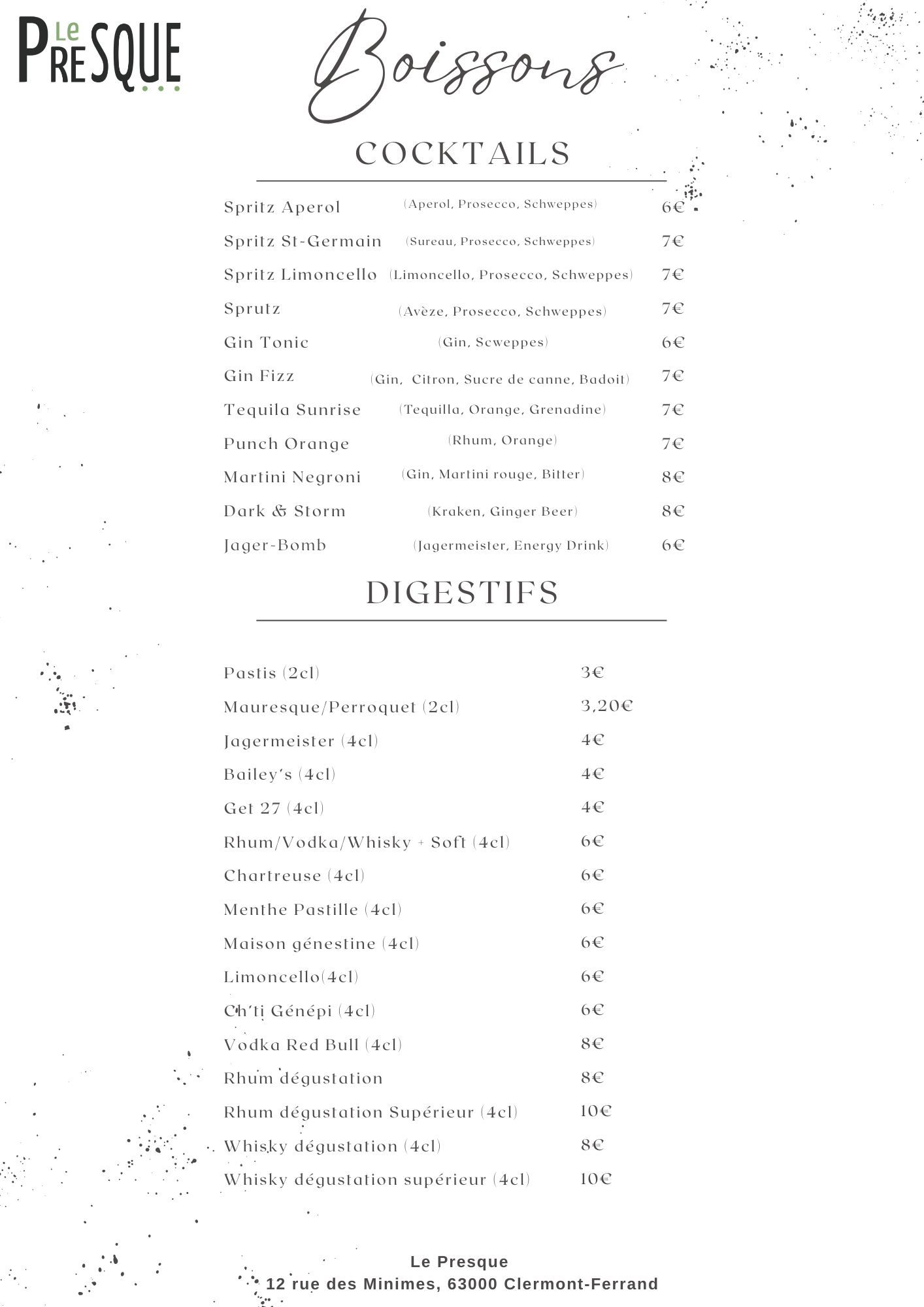Menu &mdash; page 2